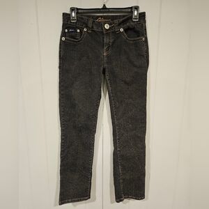 Flavour by Bubblegum Jeans Petite 8P Black Denim Straight Leg 28x28 Flap Pockets